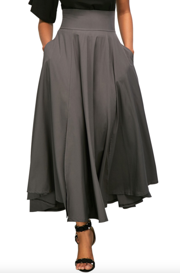 Asymmetrical Flared Skirt - Maxi Skirts - Women