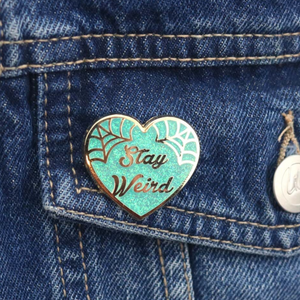 Jubly Umph Lapel Pin • Stay Weird Green Sparkly