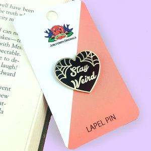 Lapel Pin • Stay Weird Black Heart