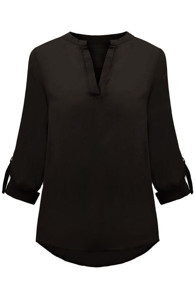 Womens V Neck Chiffon Blouse • Black