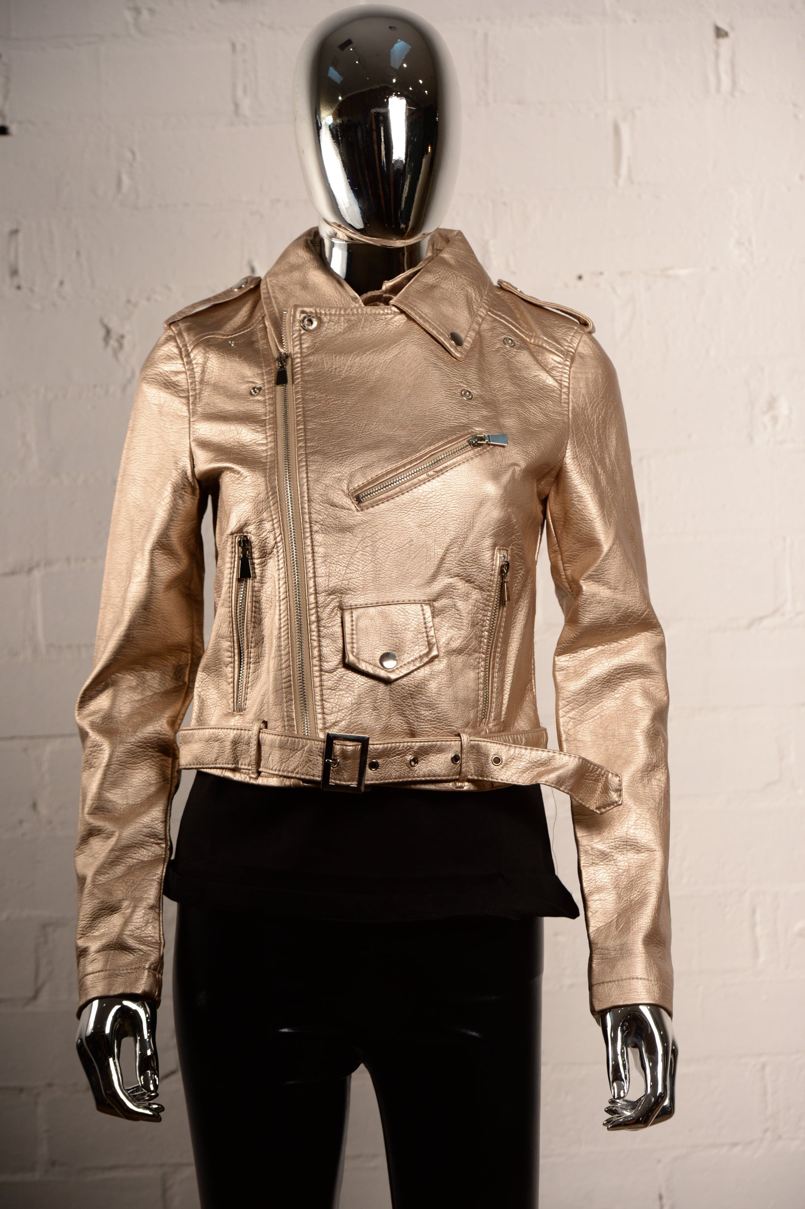 Gold Faux Leather Jacket