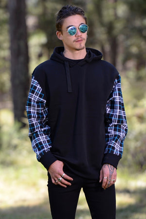 Men's Hoodies with Check Sleeve