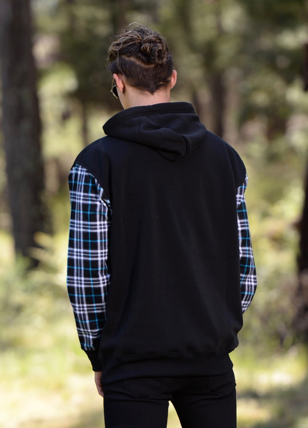 Men's Hoodies with Check Sleeve