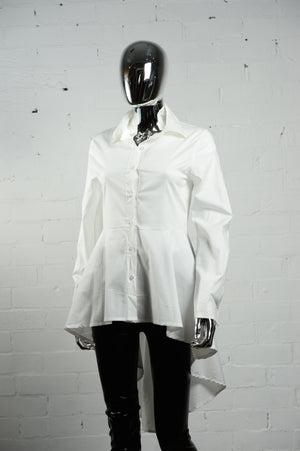 Womens White Drop Tail Shirt