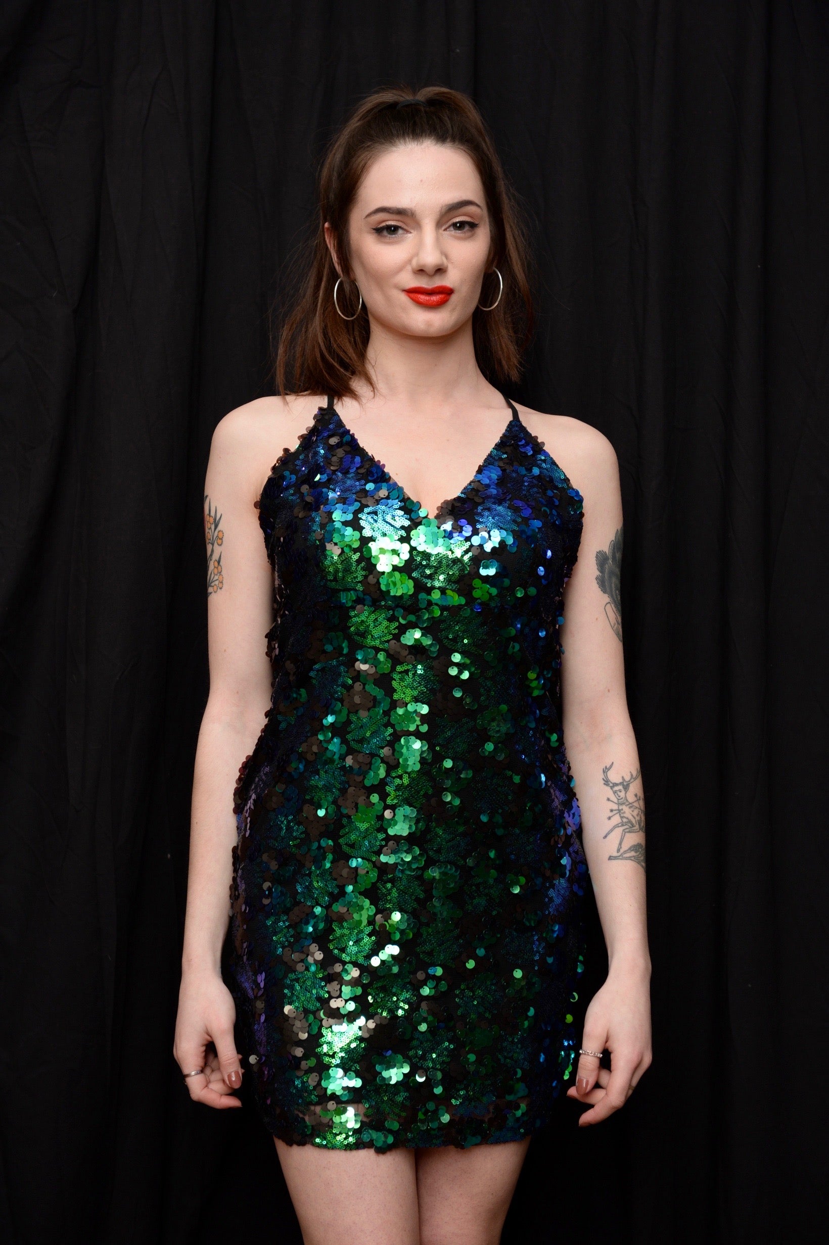 Mesh Sequin Wrap Dress