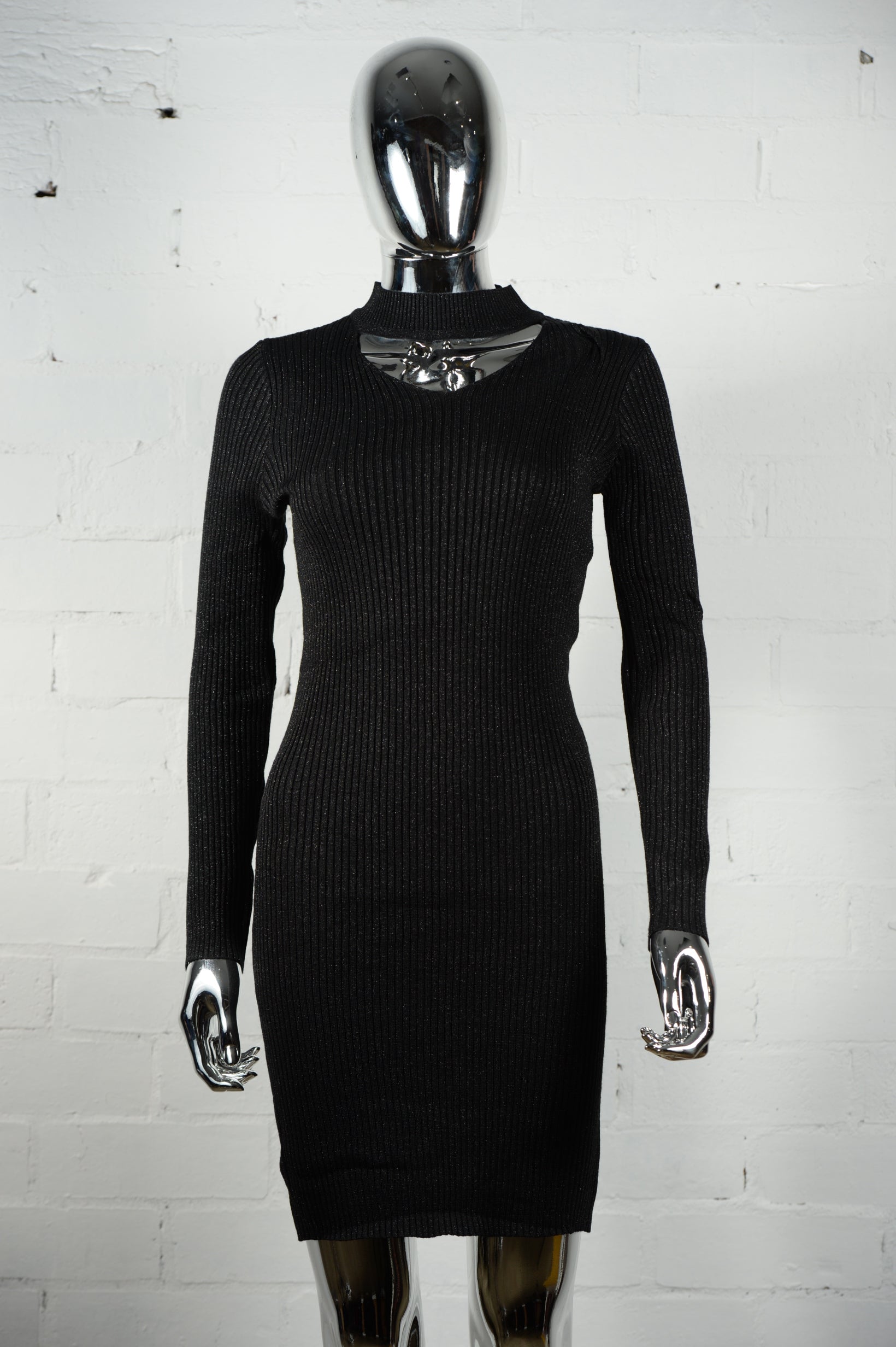 Sparkle Ribbed Dress • Black/Silver