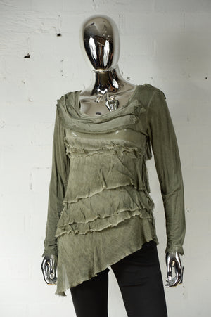 Womens Khaki Layered Silk Tunic