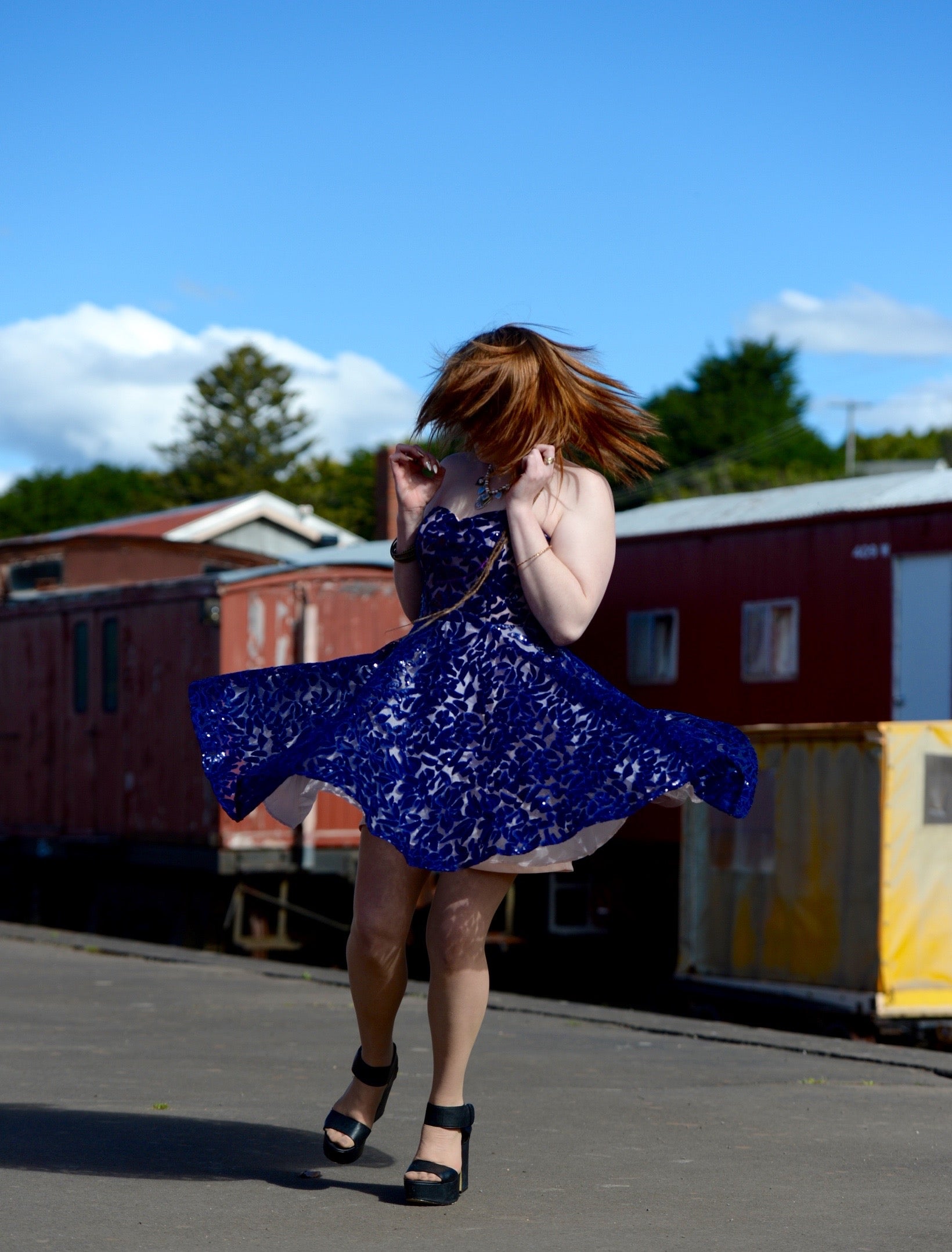 Sequin Skater Party Dress • Navy