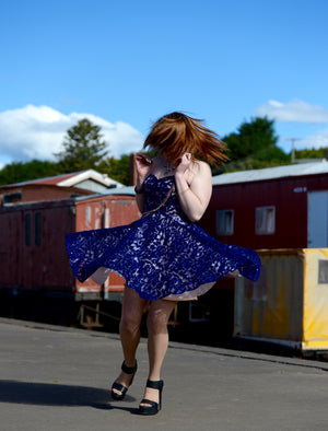 Sequin Skater Party Dress • Navy