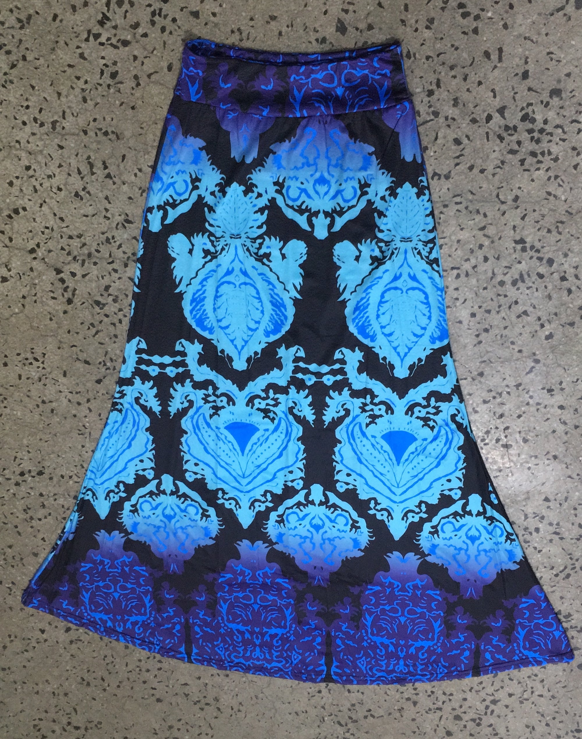 Maxi Skirt • Blue and Purple Ornate Print