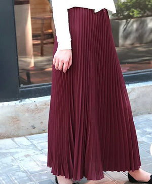 Womens Pleated Chiffon Maxi Skirt