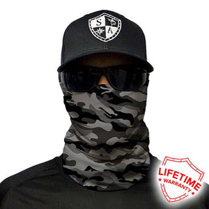 Face Shield/ Tubular Bandana •  Grey Military Camo