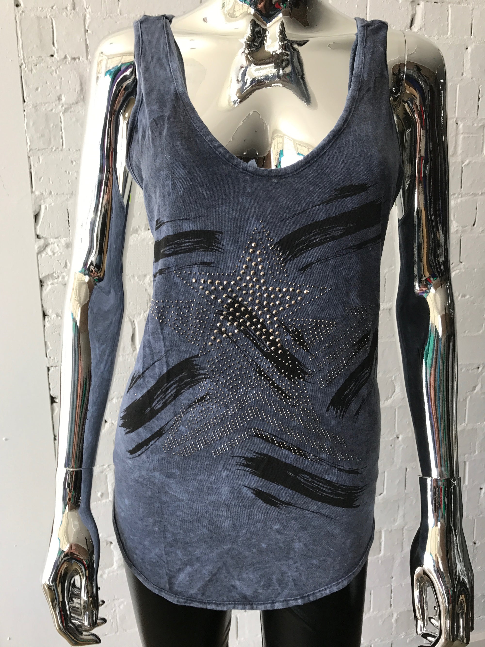 Cross Back Tank • Blue Studded Star