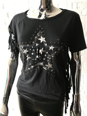 Fringed Star Tee • Black