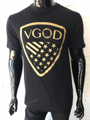 VGOD V god T shirt Black T-Shirt with Gold VGOD Print Black T-Shirt BLACK