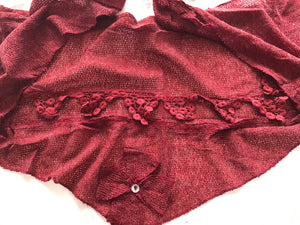 Woven with Lace woven Scarf Triangular Woven Scarf scarves Scarf Bow and Diamante Alt finery