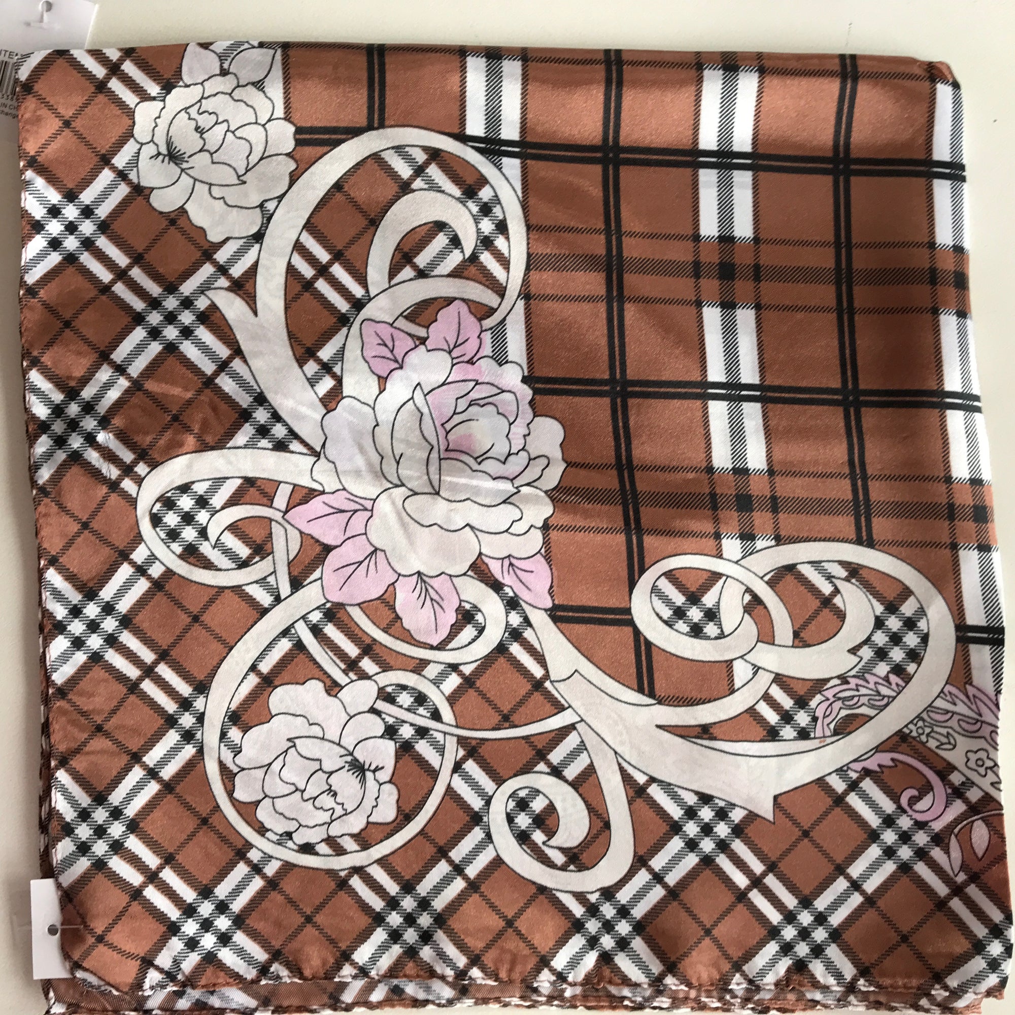 Patterned Square Neck Scarf scarves Scarf Satin Scarf Neck scarf Alt finery