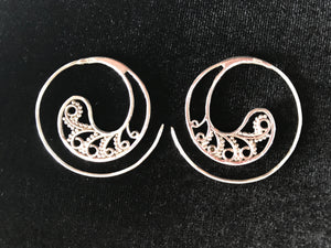 Paisley Curl Hoop Sterling Silver Earrings