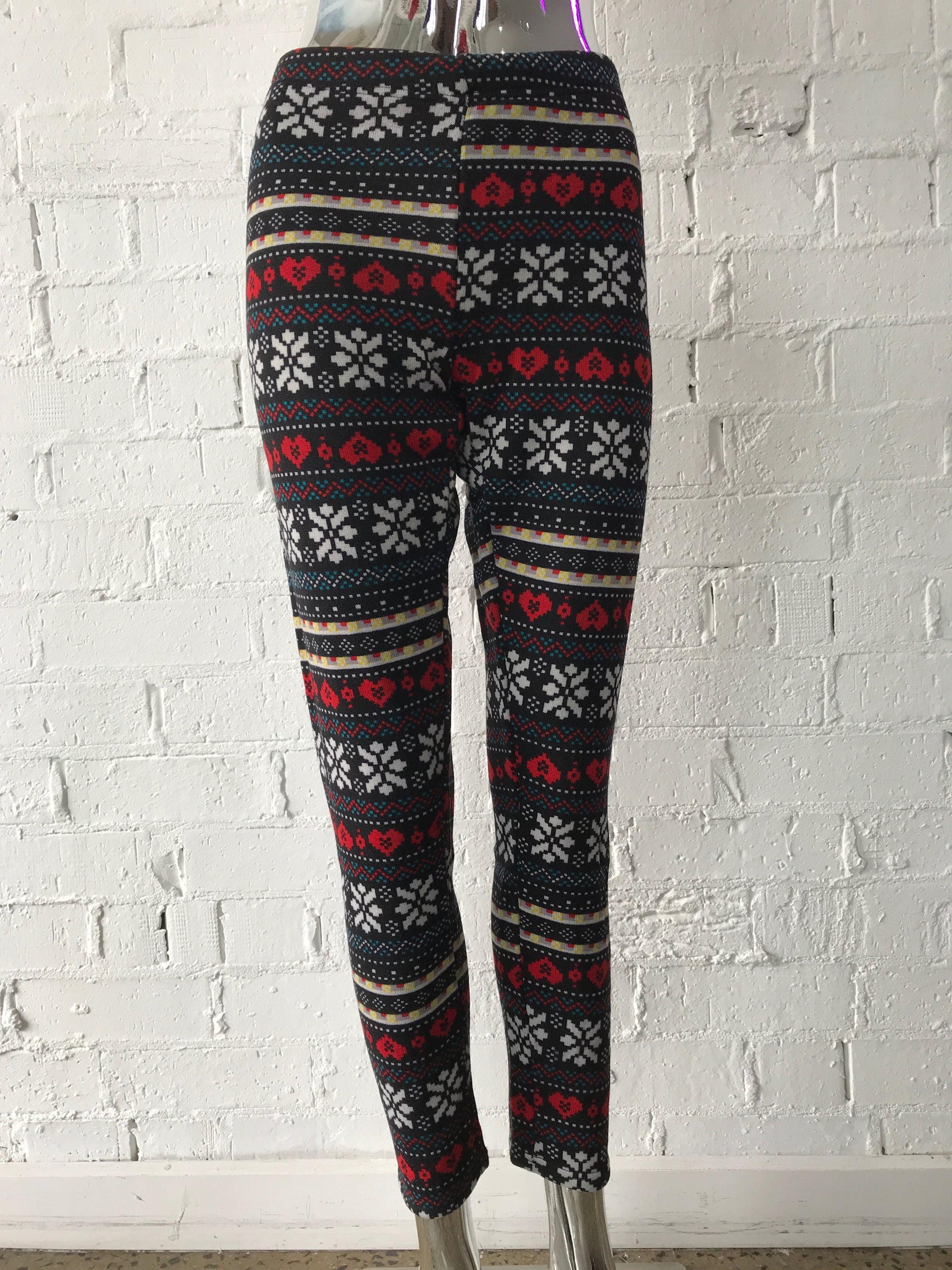 PRINTED FUR LINED LEGGINGS