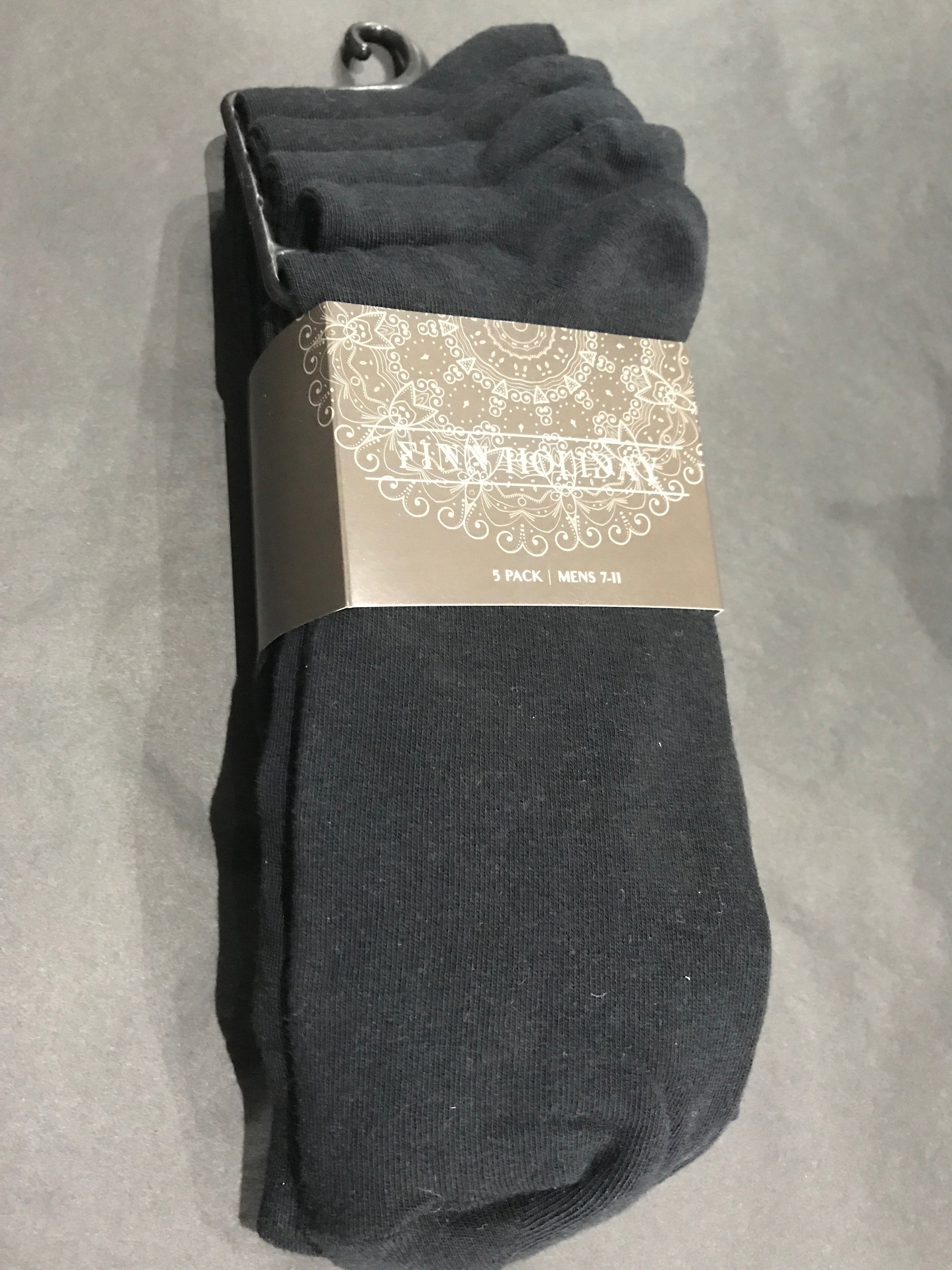 Mens Socks •  5 Pack • Black Crew Socks