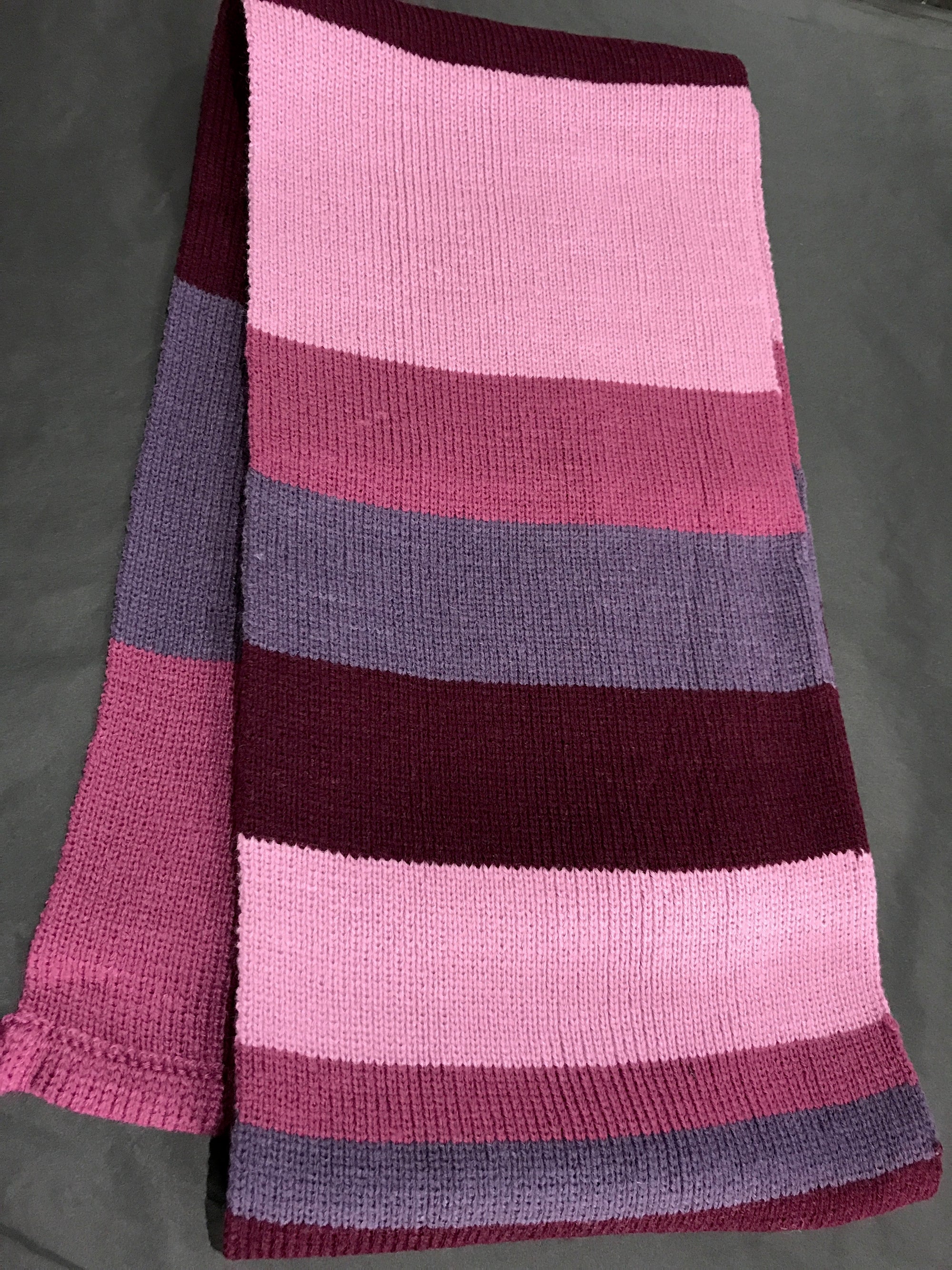 Scarf • Striped Pink and Purple Tone Knit