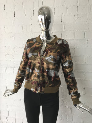 Camo Sequin Bomber Jacket