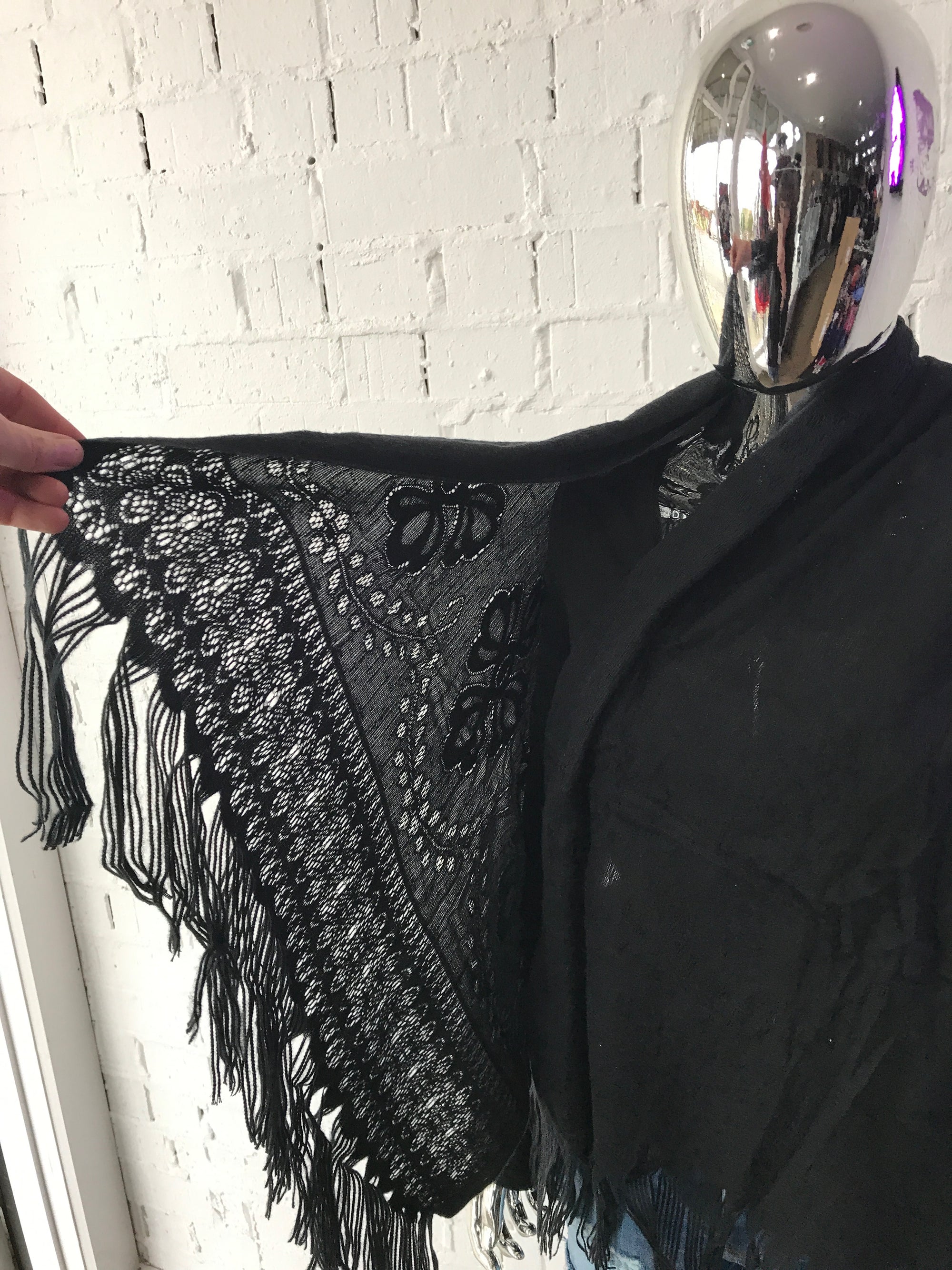 Scarf • Black Felted Lace