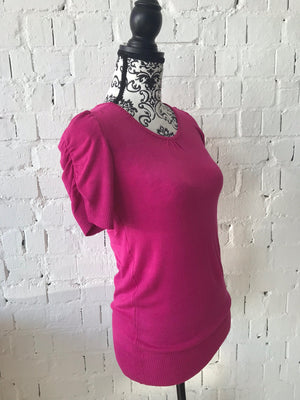 Womens Jumper • Hot Pink Short Sleeve Knit