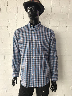 Van Heusen Mens Shirt Blue White Black Check    