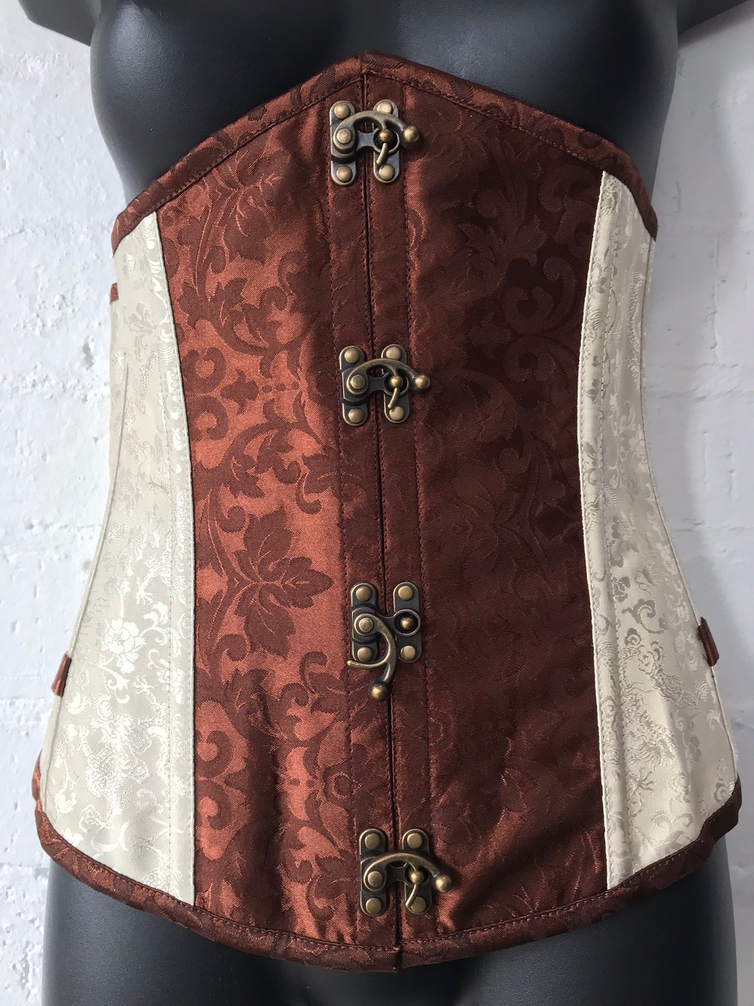 Brown Faux Leather One Shoulder Steampunk Mens Corset Vest Waist