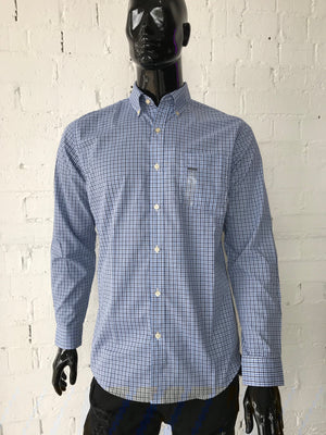 Mens Shirt • Blue, white and Black Plaid • By Van Heusen