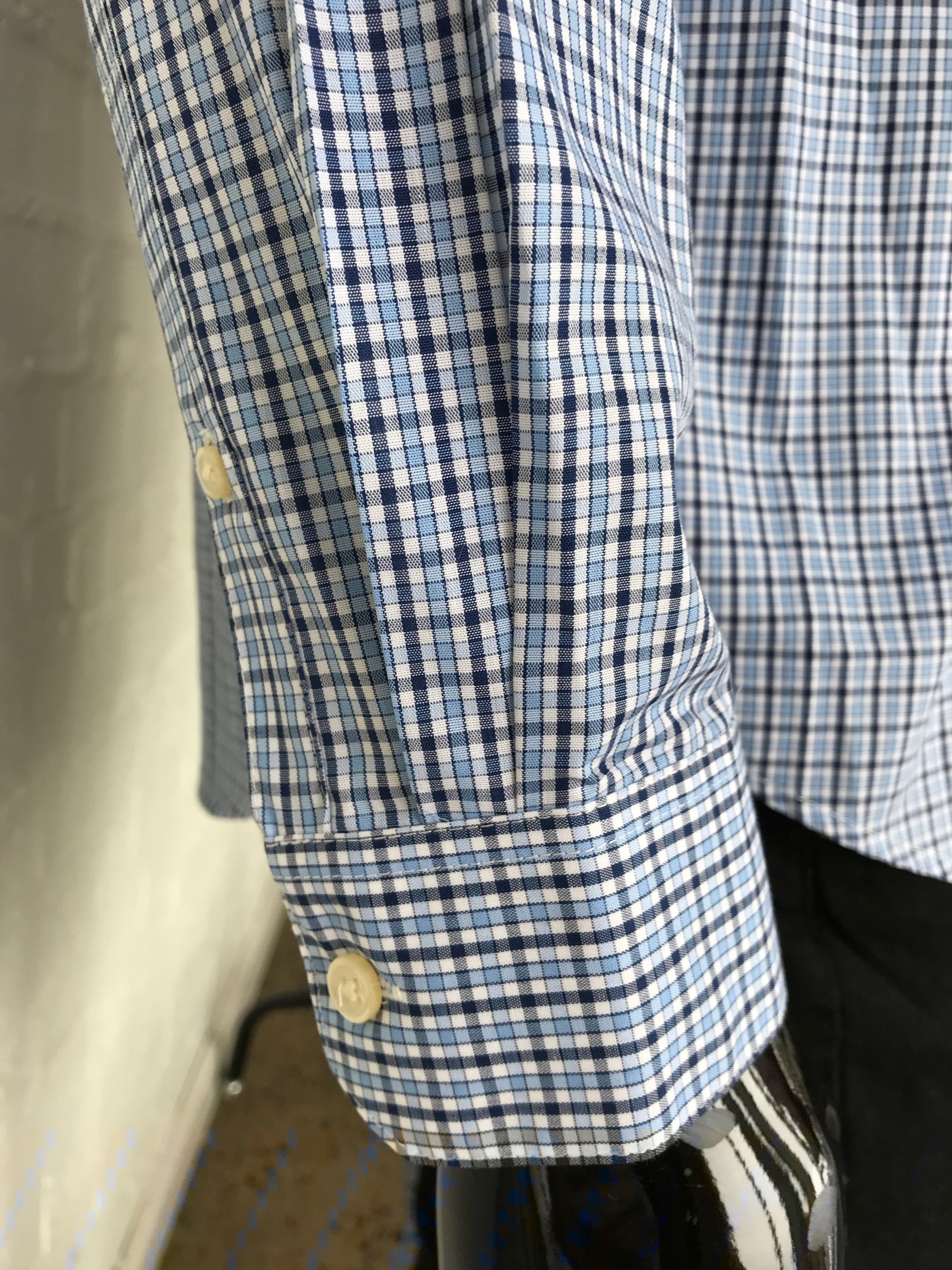 Mens Shirt • Blue, white and Black Plaid • By Van Heusen