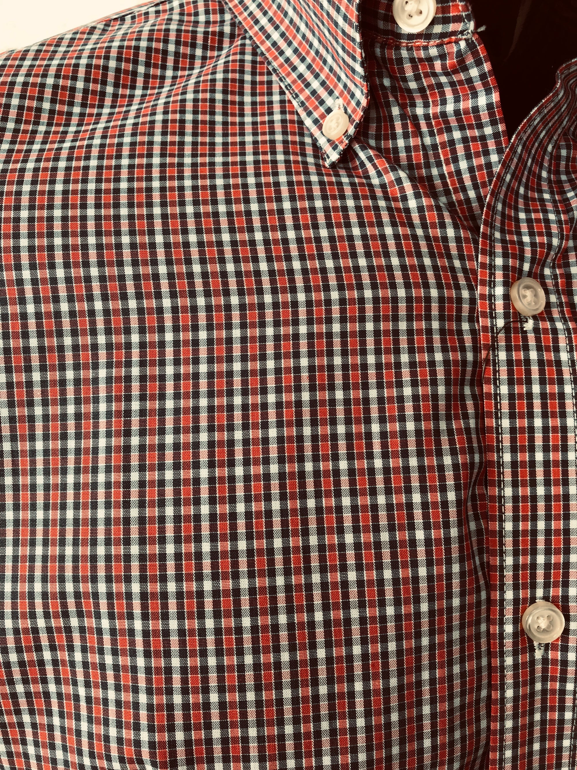 Mens Shirt • Red, White and Black Plaid • By Van Heusen