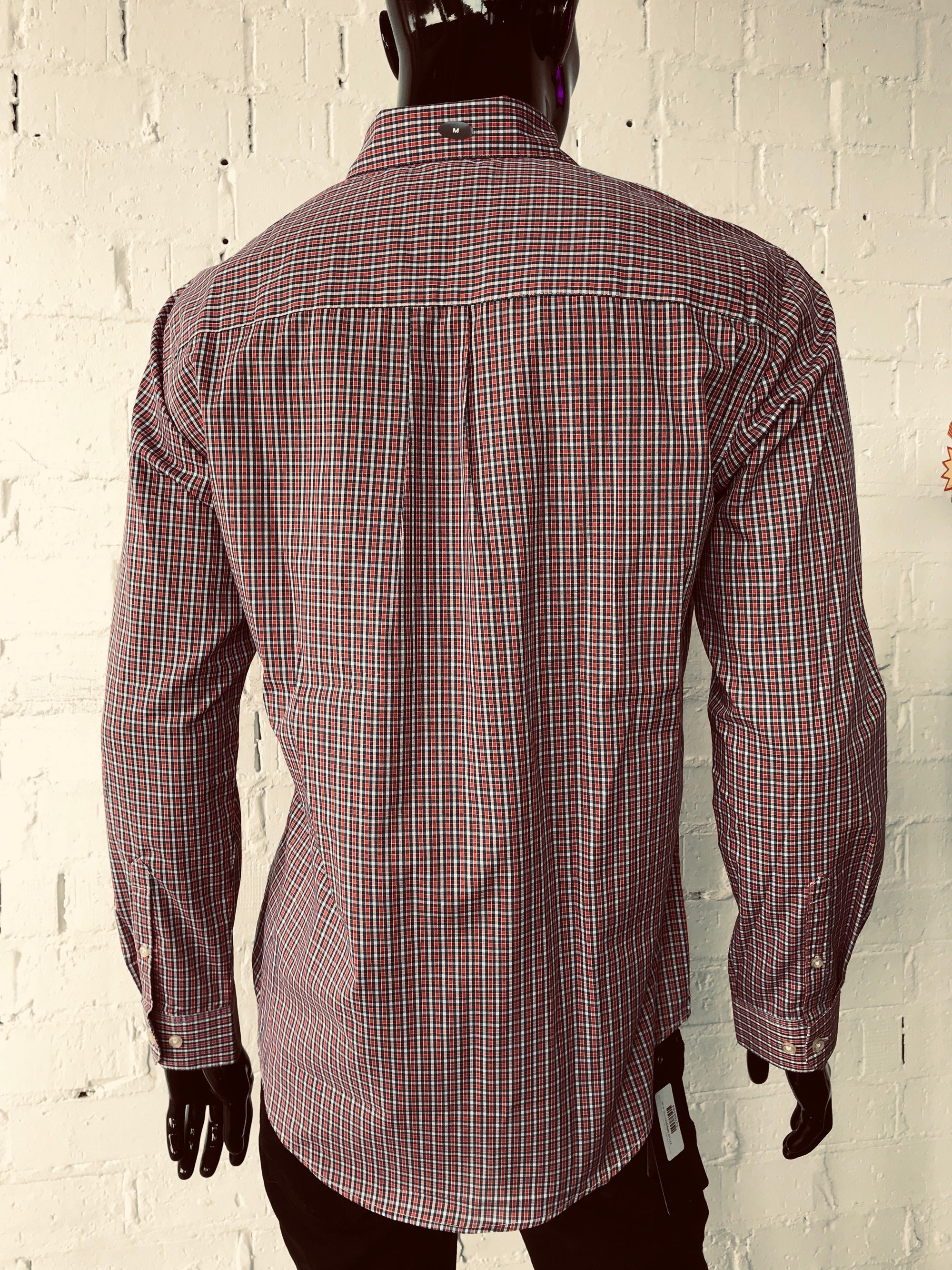 Mens Shirt • Red, White and Black Plaid • By Van Heusen