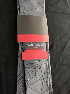 Mens Tie • Silver Grey with Linear Pattern By Van Heusen