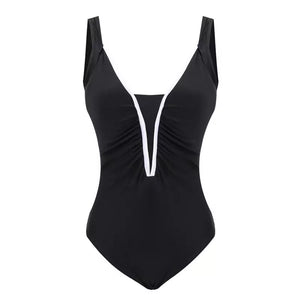 Women's Bathers • Black One Piece • White stripe detail