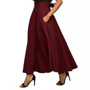 High Waisted Flared Skirt • Maroon