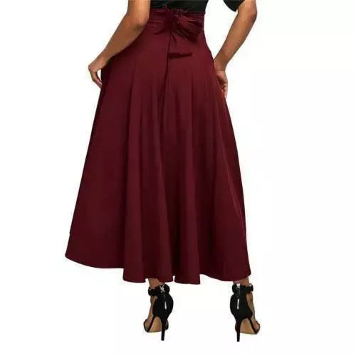 High Waisted Flared Skirt • Maroon