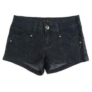 Black Denim Shorts • Heart Pocket