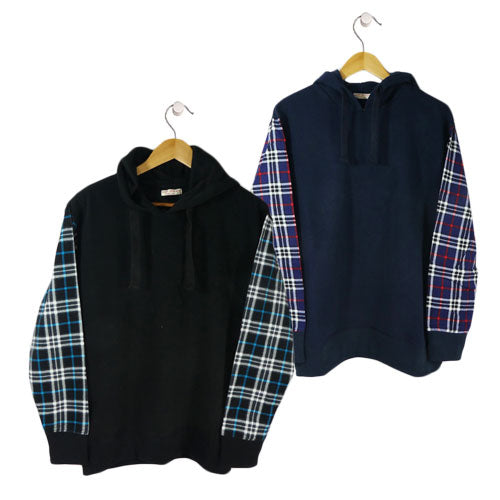 Men's Hoodies with Check Sleeve