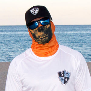 Face Shield/ Tubular Bandana • Tactical Orange Skull