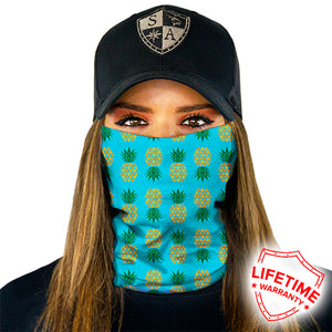 Face Shield / Tubular Bandana • Pineapple Turquoise