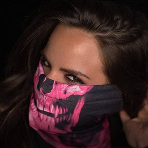 Face Shield Bandana• Skull Tech Pink Crow