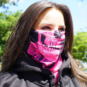 Face Shield / Tubular Bandana • Skull Tech Pink Crow