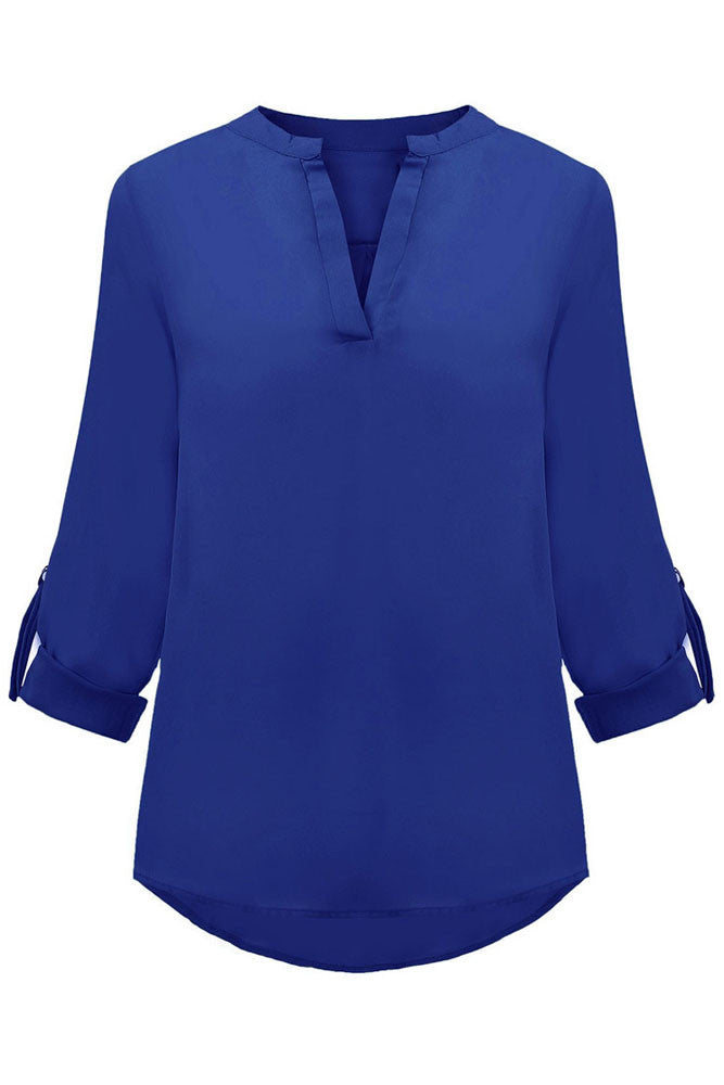 Womens V Neck Chiffon Blouse • Royal Blue