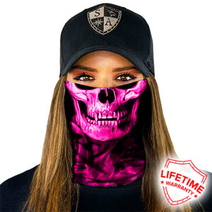 Face Shield Bandana• Skull Tech Pink Crow