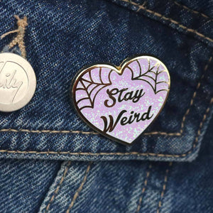 Jubly Umph Lapel Pin • Stay Weird PURPLE Glitter Heart