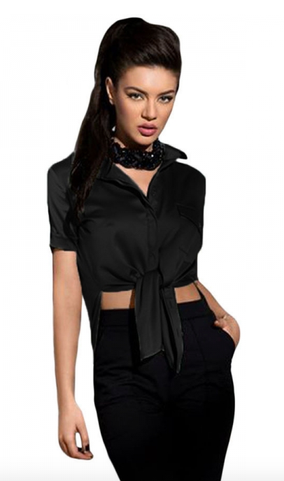 Womens Satin Look Button Up Shirt