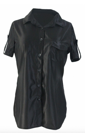 Womens Satin Look Button Up Shirt