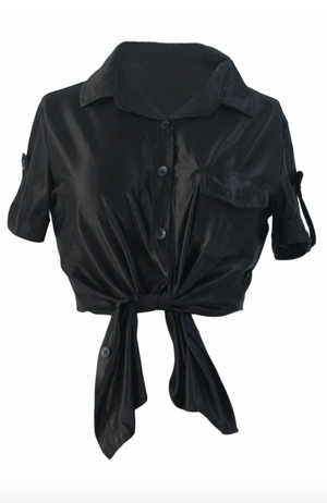 Womens Satin Look Button Up Shirt